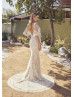 Flutter Sleeves Ivory Lace Tulle Romantic Wedding Dress